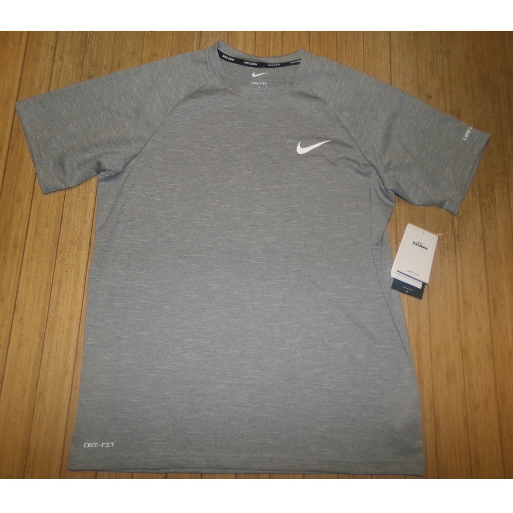 Nike Swim Mens Dri-FIT Heathered Rash Guard UPF 40+ Grey NESSA590 Medium